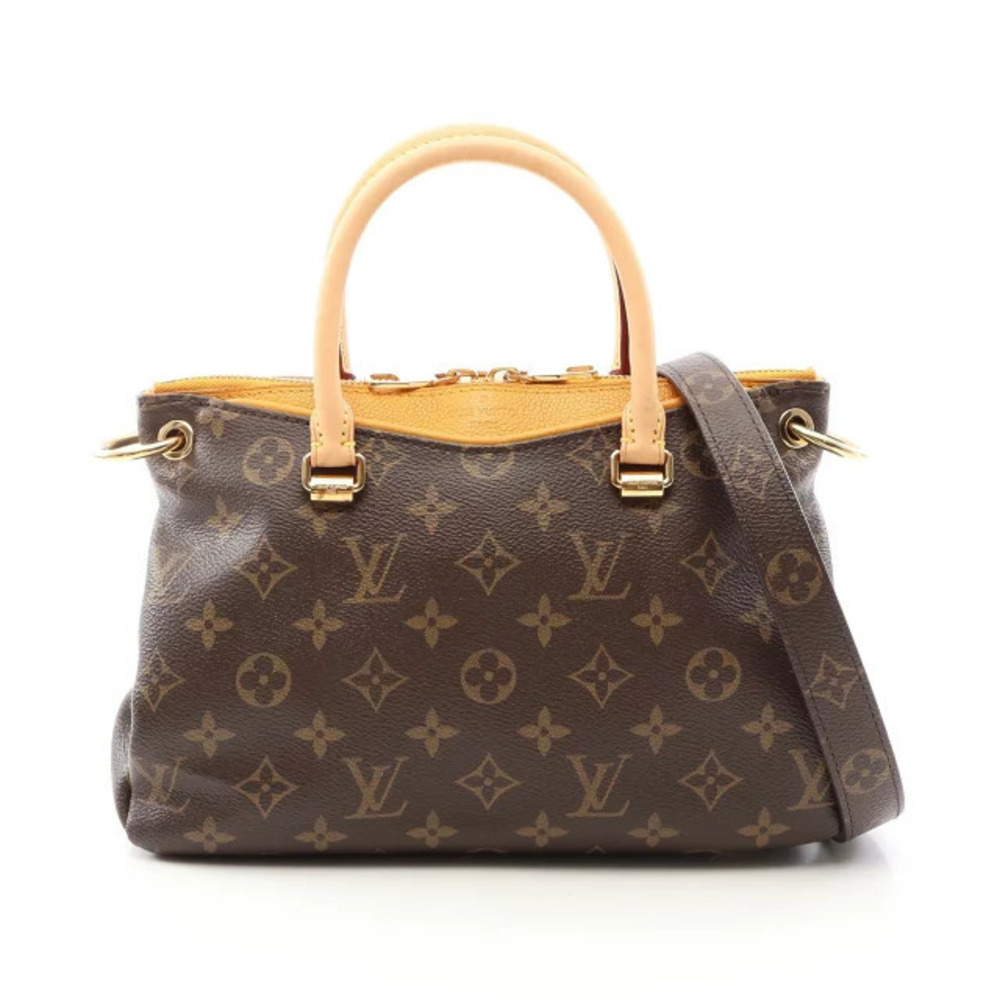 Louis Vuitton Pallas Monogram Handbag Canvas Brown Yellow